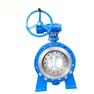 China DN500 Sewage Worm Gearbox Seat Ring Carbon Steel Three Eccentric Revolving Butterfly Valve for sale