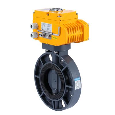 China Motorized Actuator On/Off UPVC General Best Price Butterfly Valve Plastic Cut Valve Motor For Seawater for sale