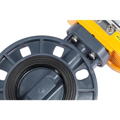 China Motorized Actuator On/Off General Good Quality UPVC Plastic Butterfly Valve Cut Valve Motor For Sea Water for sale