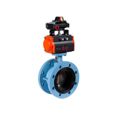 China Pneumatic Sewage Butterfly Valve Control Valve DN100 EPDM Ductile Rubber Wafer Type Iron Seat for sale