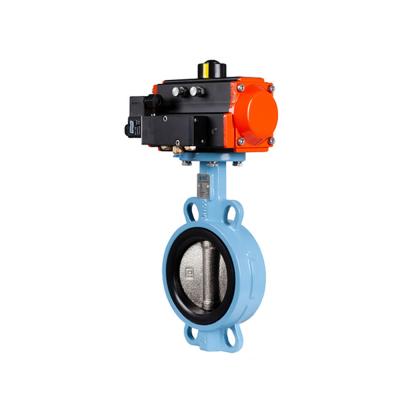 China Sewage ptfe lined rotork pneumatic actuator control wafer hook type butterfly valve for water supply for sale