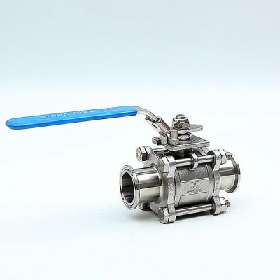 China 3PC Sanitary Sewage Food Grade Tri Flange 304 316L Butt Weld Stainless Steel Ball Valve for sale