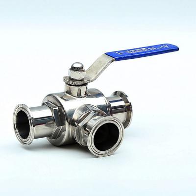 China Sanitary Sewage Stainless Steel Three Way Ball Valve With Flange End for sale