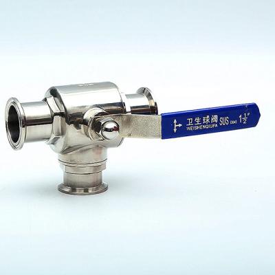 China Sewage House Brew Sanitary Stainless Steel SS304 Tri Clamp 3 Way Ball Valve 1.5