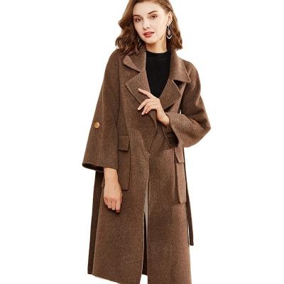 China Hot Selling Elegant Ladies Cashmere Woolen Coats Breathable Winter Long Woolen Coat Wholesale for sale