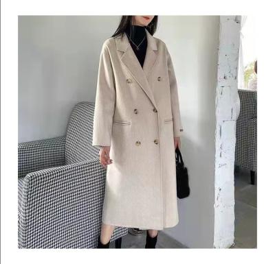 China Breathable Cheap Price Women Cashmere Wool Coats Down Turn Collar Wool Elegant Ditch Coat for sale