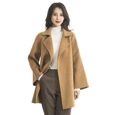 China Women's Classic Breathable Autumn Winter Medium Length Cashmere Coated Woolen Coats Women for sale