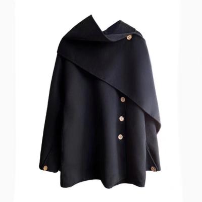 China 2022 New Design Single Button Woolen Shawl Mid Length Women's Cashmere Woolen Coats for sale