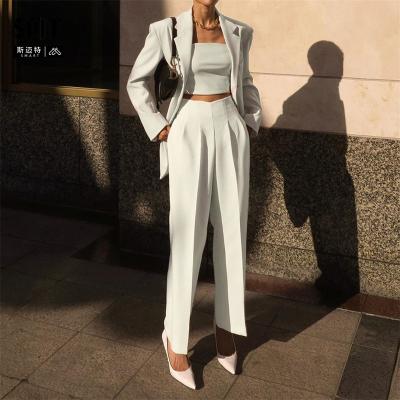 China QUICK DRY Smart Autumn High Waist Fashion High Waist Pants Cropped Elastic Straight Women's Pants Casual Women's Pants And Trousers for sale