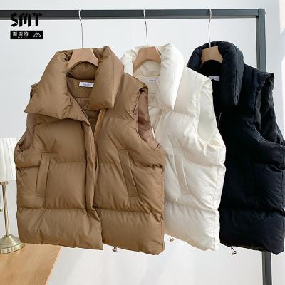 China Factory Sale Breathable Smart Female Coats 2022 Korean Stand Collar Vest Cotton Autumn Winter Version Cotton Vesttop Women Sleeveless Coats for sale