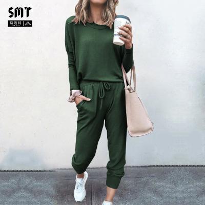 China Hot Selling Smart QUICK DRY High Quality Cotton Knitted Casual Oversized Long Sleeve Crop Women Sweater Top Sport Set Plus Size for sale