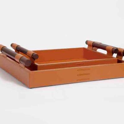 China T-99 Serving Trays Woven Bamboo Wooden Tray Sustainable Eco-Friendly Bamboo Natural Tray Wholesale Cheap 435*335*100mm for sale