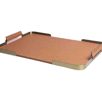 China T-240 Serving Trays Woven Bamboo Wooden Tray Sustainable Eco-Friendly Bamboo Natural Tray Wholesale Cheap 455*300*45mm for sale