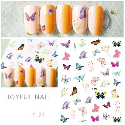 China Fashionable Holographic Butterfly 3D Colorful Nail Decals Nail Stickers Eco-friendly Designers DIY Holographic Nail Sticker for sale