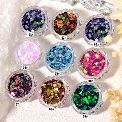 China 9 Colors Long Lasting Shiny Nail Manicure Laser Shining Nail Glitter Holographic Glitter for sale