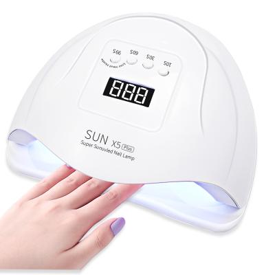 China 2021Amazon Hot Selling UV Lamp 110w X5 SUN Plus Nail Lamp 80W Nail Dryer Double Hands UV Lamp for sale