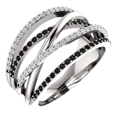 China Best Selling Trendy Fashion Women Design Personality Diamond Crossover Wave Stitching Wire Rope Knot Men Couple Rings Jewelry for sale