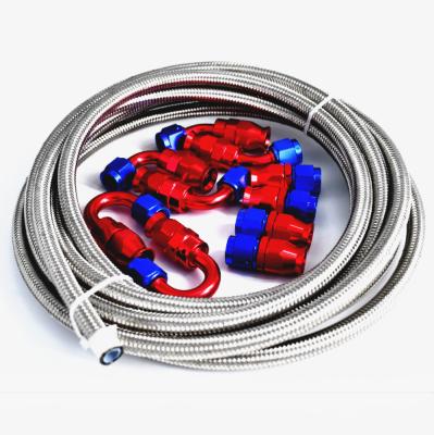 China Reinforced Line Kit 6an Stainless Steel PTFE Fuel Hose Ends 10an Auto Transmission Hose Ends Fuel Injection Kit for sale