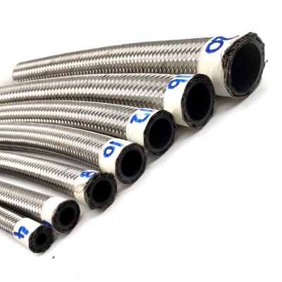 China Duable 4yr 6yr 10yr 12yr 16yr 20 Silver Racing Car Oil Cooler Hose Gas Fuel Line Braided Stainless Steel Nylon Fuel Hose for sale