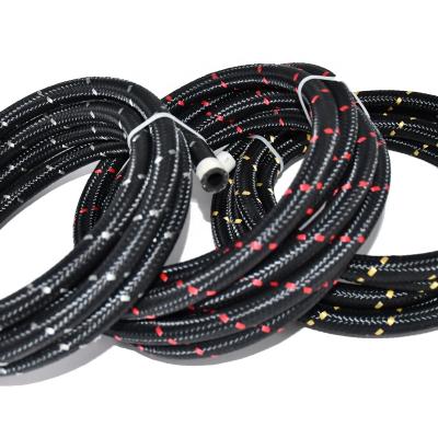 China Automotive Cooling System Stock CPE Oil Cooler One Hose An4 An6 An8 An10 An12 An16 An20 Fuel Hose Nylon Braided Black With Blue Trim for sale