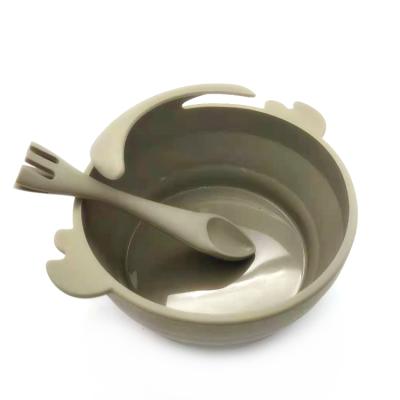 China 2021 Sustainable New Design Eco Friendly Food Grade Soft Silicone Collapsible Bowls With Spoon For Baby for sale