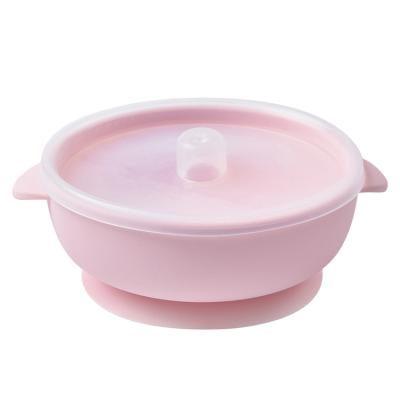 China High Quality Sustainable Self Feeding Kids Bowl Microwave Toddler Safe Silicone Baby Suction Bowls With Lid for sale