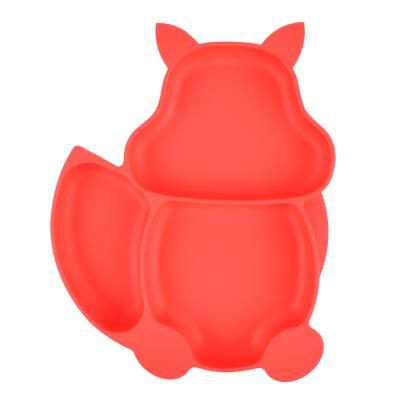 China 2021 Viable New Arrived Squirrel's Silicone Baby Dinner Set BPA Free Divider Dish Non-Slip Soft Suction Dish Set For Baby for sale