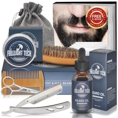 China DEEP CLEANING Men's Gift 100% Organic Natural Beard Oil Beard Growth Blade Beard Care Kit for sale