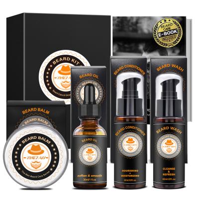 China Amazon Best Seller Beard Care DEEP CLEANSING Kit with Balm Wash Shampoo Conditioner Beard Oils Growth Private Label Beard Set Kit for sale