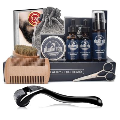 China 2022 Christmas Gifts DEEP CLEANING Beard Growing Kit Beard Oil Wash Balm Beard Care Set Supplies 8pcs for sale