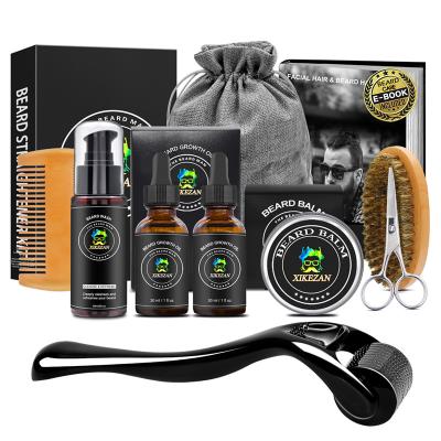 China DEEP CLEANING For Christmas Gift Gentle Oil Men Wood Comb Beard Grooming Kit Brush Comb Growth Oils Serum Balm Beard Growth Kit for sale