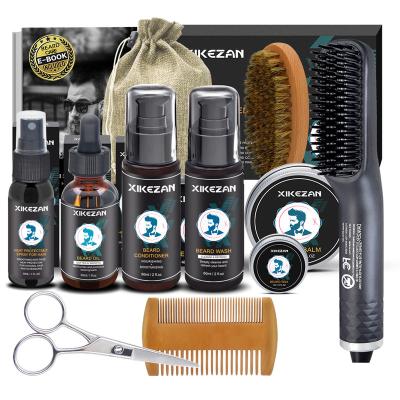 China DEEP CLEANING Shape Style Beard Growth Balm Care Grooming Kit Beard Straightener Straightening Brush Kit Beard Accessories for sale