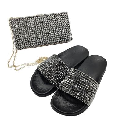 China Fashoion Factory Supply 2021 Rhinestone Evening Purse And Slipper Set For Ladies Handbag for sale