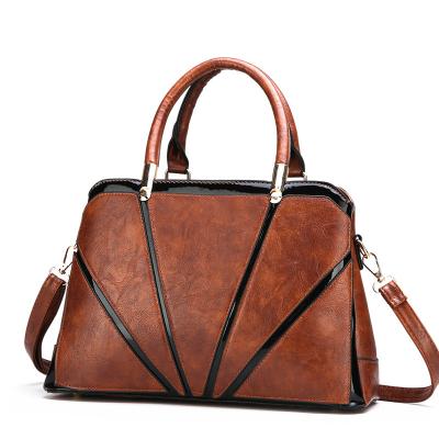 China Fashoion Wholesale Vintage PU Leather Tote Bag Fashionable Durable Women Handbag for sale