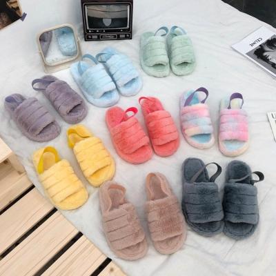 China Waterproof 2020 Winter Fur Slippers Women Sandals Fluffy Slippers Where Fur Slides Indoor Soft Slippers for sale