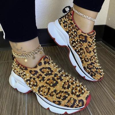 China Fashion Trend Wholesale Rivet Sports Casual Flat Shoes Platform Wedge Running Sneakers for sale