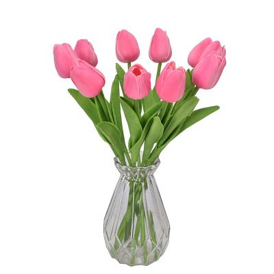 China Bulk Natural PU Tulip Touch Silk Decorative Artificial Bulk Flowers Natural Touch for Home Decorative Flowers for sale