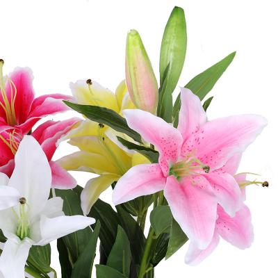 China Home Decoration High-end Fabric Lily Fashion Environmentally Friendly 3 Artificial Flowers for sale