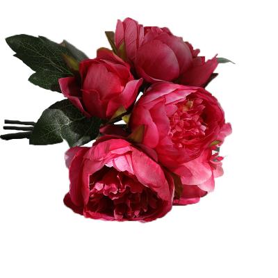 China Wholesale Flower Decoration Hand Plant Bouquet Artificial Peony Flower Wedding Environmentally Friendly for sale