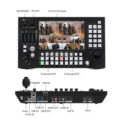 China 8 channel vmix control streaming/broadcast precise broadcast, pro studio equipment NDI HX2 switcher camera switcher controller for sale