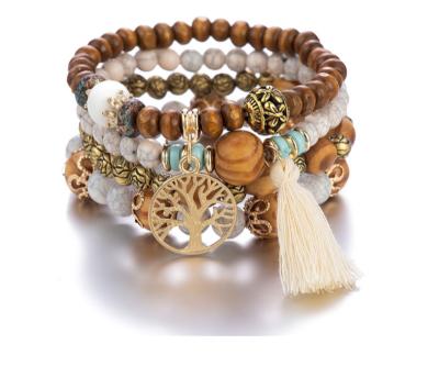 China Hot Sale Women Bohemian Stackable Bracelets & Bangles BOHEMIA Fashion Jewelry Wooden Beads Bracelet of Life for sale