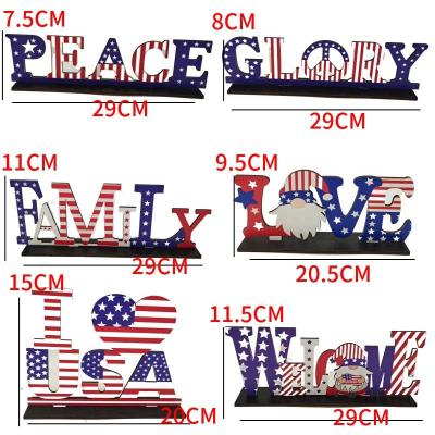 China New Independence Day National Day Decorations Modern American Wooden Letter Ornament Creative Printing Ornament for sale