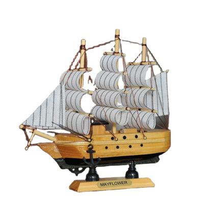 China Europe Atmosphere 16CM Wooden Birthday Gift Mediterranean Creative Solid Wood Ship Model Ships for sale