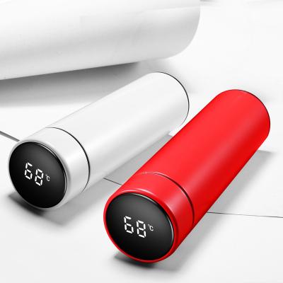 China Wholesale 500ml Stainless Steel Vacuum Flask Smart Portable Double Wall Led Digital Display Business Water Bottle for sale