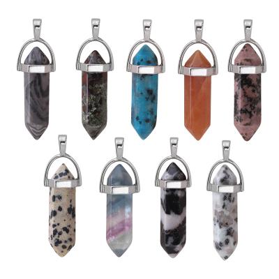 China Mix CLASSIC Natural Pendant Stone Chakra Gemstone Polymer Clay Polymer Gemstone Drilled Clay Gemstone Pendant Crystal Point for sale