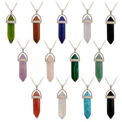 China Wholesale CLASSIC All Natural Semi Precious Gemstone Crystal Healing Hexagonal Point Bead Stone Pendant for sale