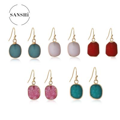 China Fashionable Rose Quartz Nature Stone Pendant Earrings Wholesale Good Quality CLASSIC Drop Earrings For Women for sale