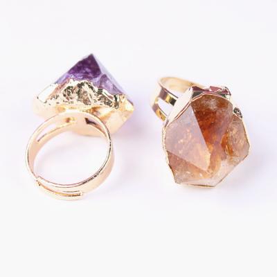 China Citrine Raw Rings Crystal Tooth Rings Charm Rings Natural Stone Women Jewelry Amethyst Custom CLASSIC Gift for sale