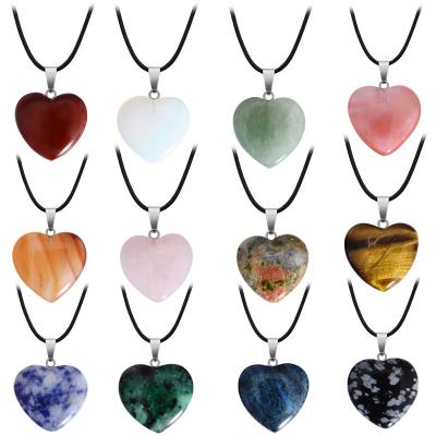 China CLASSIC Wholesale Natural Multi Color 20mm Stone Stainless Steel Loop Heart Pendant Charms Pendants for sale