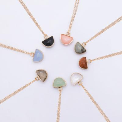 China CLASSIC Gold Brass Gemstone Pendants Findings Mixed Stone Pendants Necklace Jewelry Making for sale